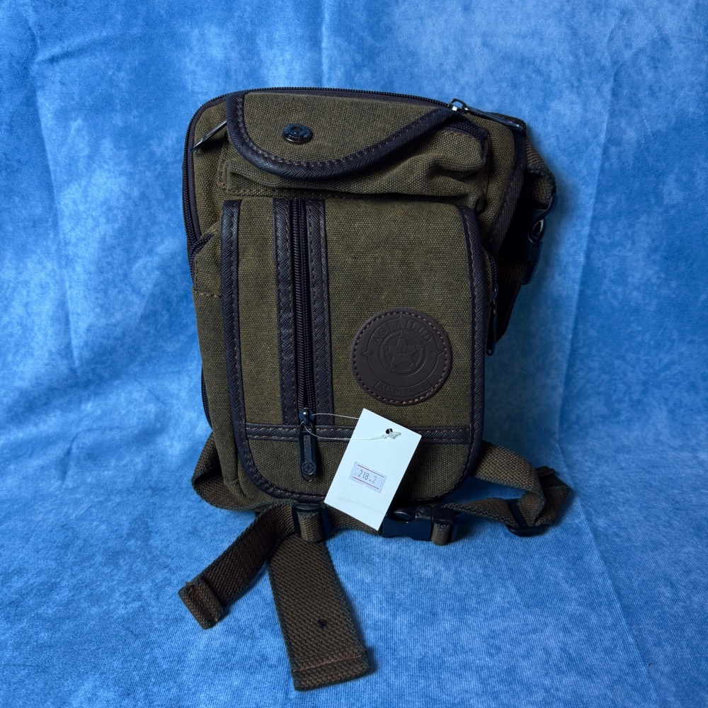 AOLATUD Canvas Tactical Sling Bag Crossbody EDC Travel Hiking Utility Olive